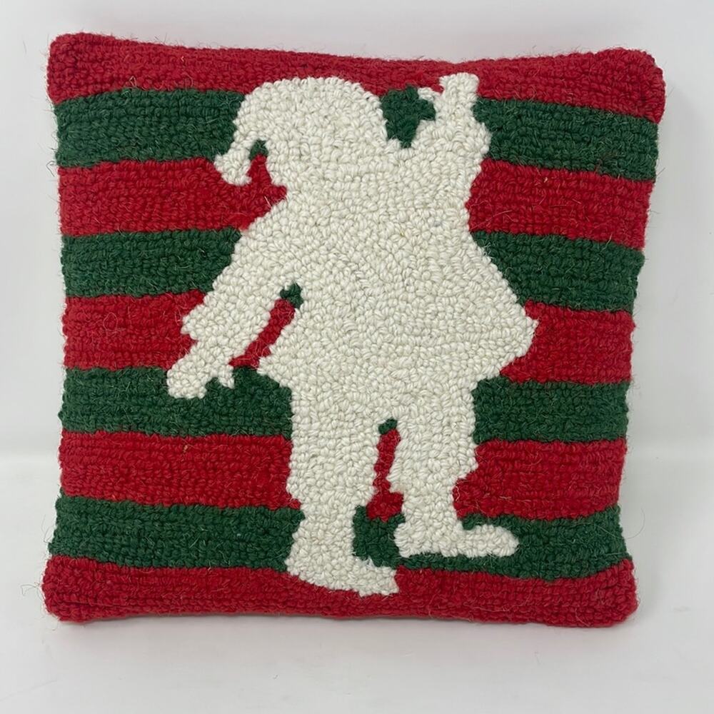 New! Peking Handicraft looped wool Classis Christmas Santa pillow